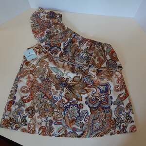 Bellanblue Paisley Print One-Shoulder Ruffle Top